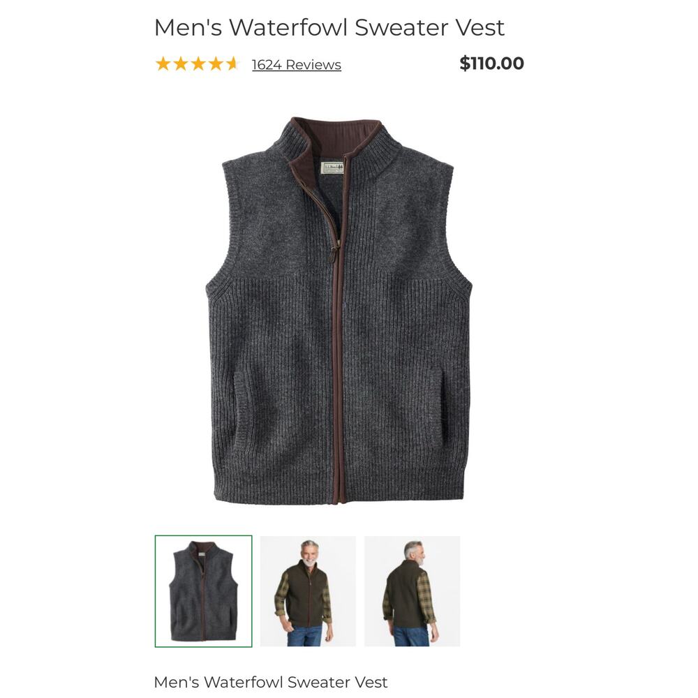 L.L. Bean Men’s sz M* (see desc.) Brown Merino Wool Zip Up Vest Pockets Classic - Picture 11 of 12